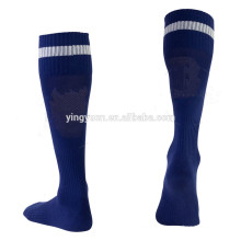 Venta caliente al por mayor blanco y azul marino rayas calcetines de fútbol para hombre calcetines para hombre personalizados calcetines de fútbol elite